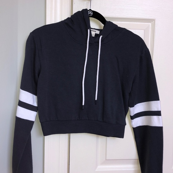 navy blue cropped hoodie